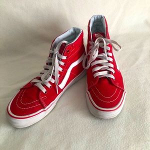 Red High Tops Vans Size 7.5 W / 6 M.